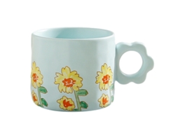 Caneca de Cerâmica de 270Ml com Flores Caneca Criativa para Casais Caneca de Café Da Manhã para Escritório NEVEANCE