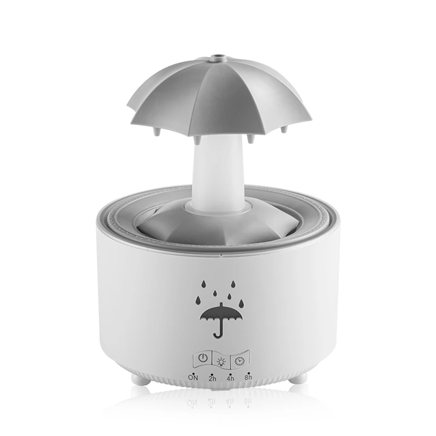 Umidificador Rotativo Em Formato De Gota De Chuva (branco), Umidificador De Ar Com Névoa Fria, Com Controle Remoto E Luz Noturna Colorida.