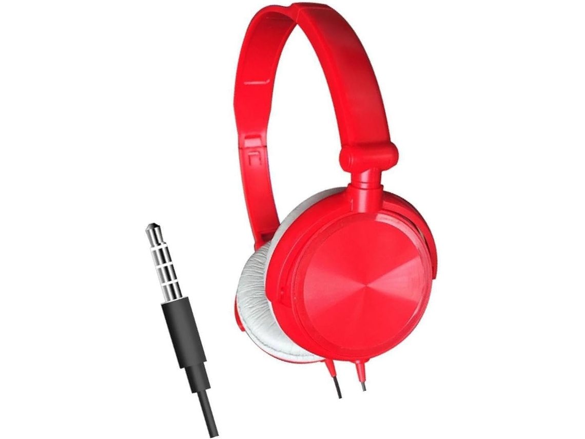 Fone De Ouvido Estéreo Portátil E Dobrável Com Fio 5mm Para Som Imersivo, Vermelho, Sem Microfone