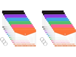 24 Envelopes Expansíveis Com Bolso Fichário A4, Envelopes Plásticos Transparentes Fichário De Argolas, Com