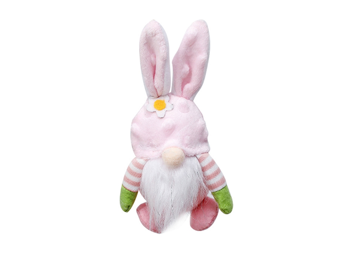 Colar Laxiscreed Coelho De Páscoa Rosa Pequeno Com Pingente De Tecido E Boneco Gnome De 17 Cm