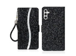 Capa De Celular Dobrável Em Couro Com Glitter Para Samsung Galaxy A56 5g