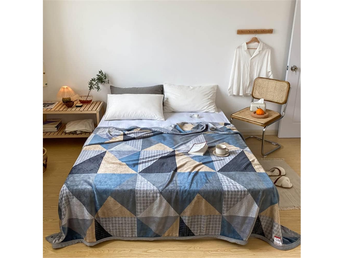 Manta de Lã Estampada Clássica Fansu Flanela Grossa Macia e Quente para Cama Sofá Quarto Viagens Crianças Sala