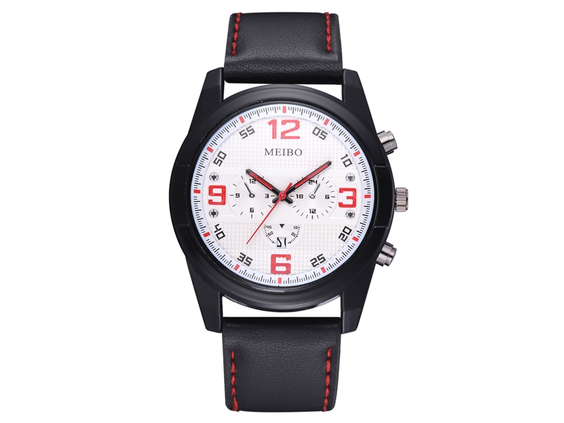Relógio de pulso feminino casual com pulseira de couro PU e cristal (vermelho)