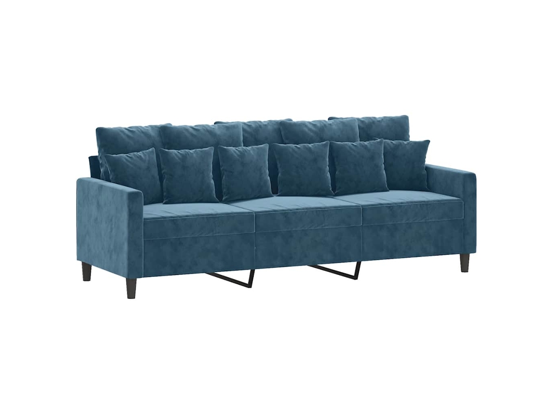 3-seater Sofa, 3-seater Sofas Vidaxl Azul Veludo (n/a)