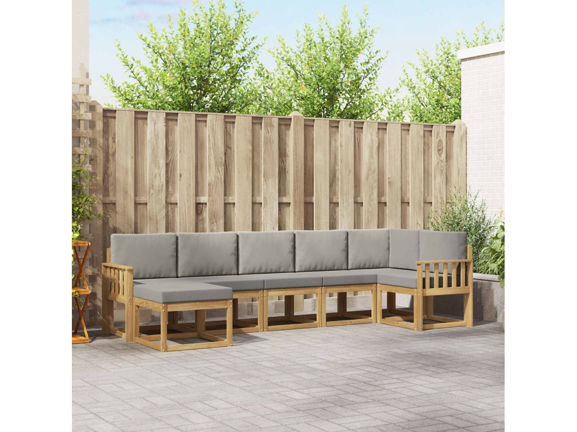 Vidaxl Conjunto De Sofás Para Exterior 7 Pcs Branco E Cinzento-claro