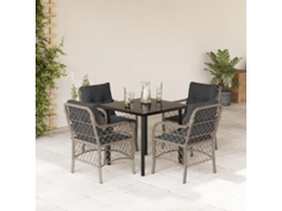 Vidaxl 5 Pcs Conjunto De Jantar P/ Jardim C/ Almofadões Cinzento Claro