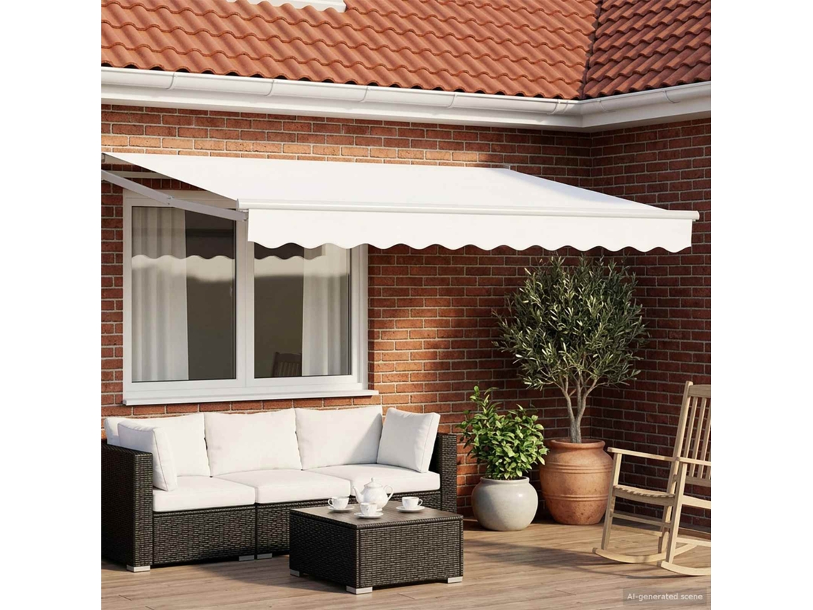 Vidaxl Toldo Retrátil Manual Com Leds Branco 3,5 X 2 M