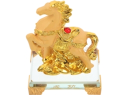 Elegante Escultura Cavalo Resina Sintética Dourada Estável Decoração Escritório Carro Ornamento Delicado GOKOCO