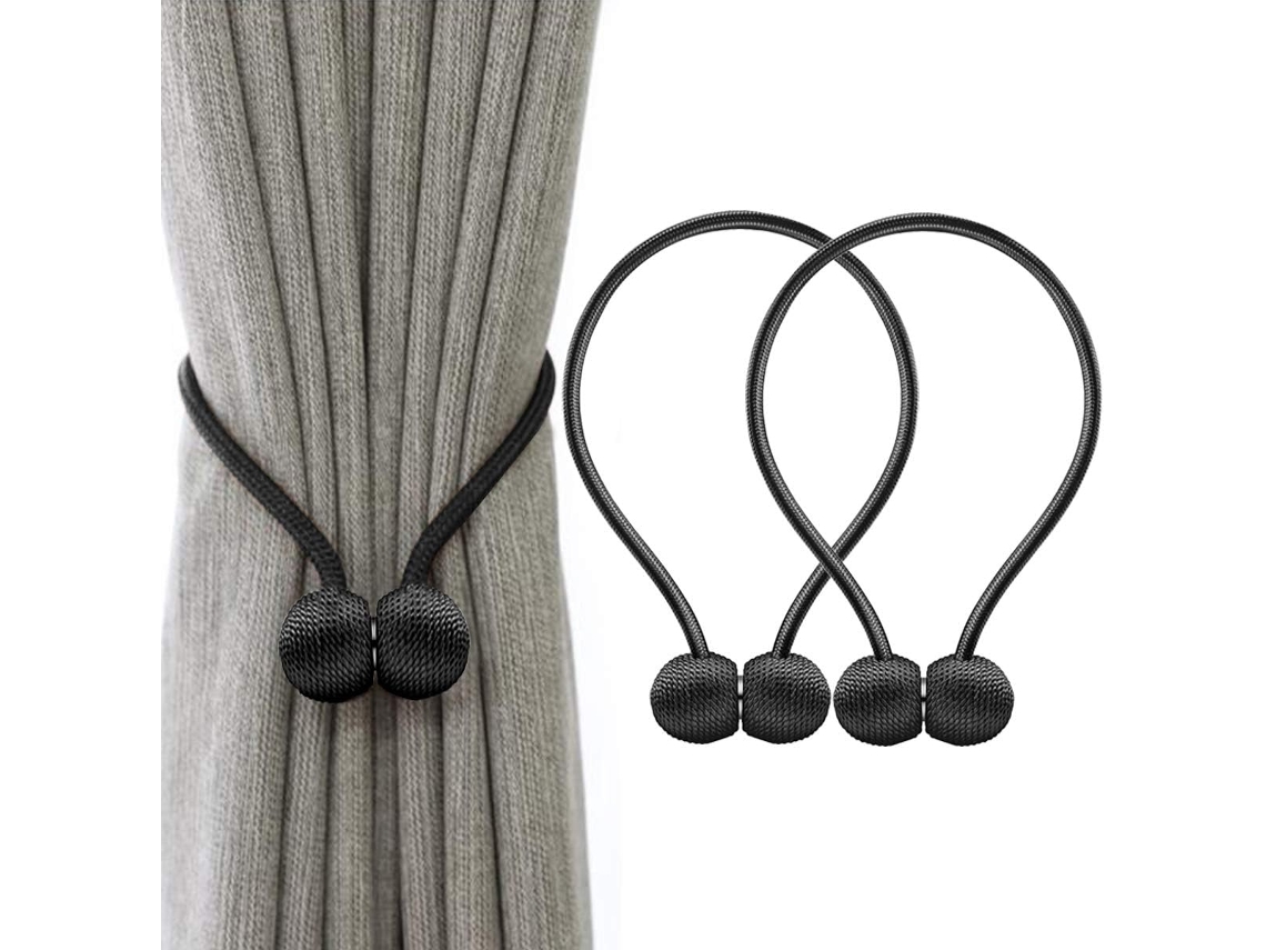 Conjunto De 2 Cortinas Com Fecho Magnético(preto)