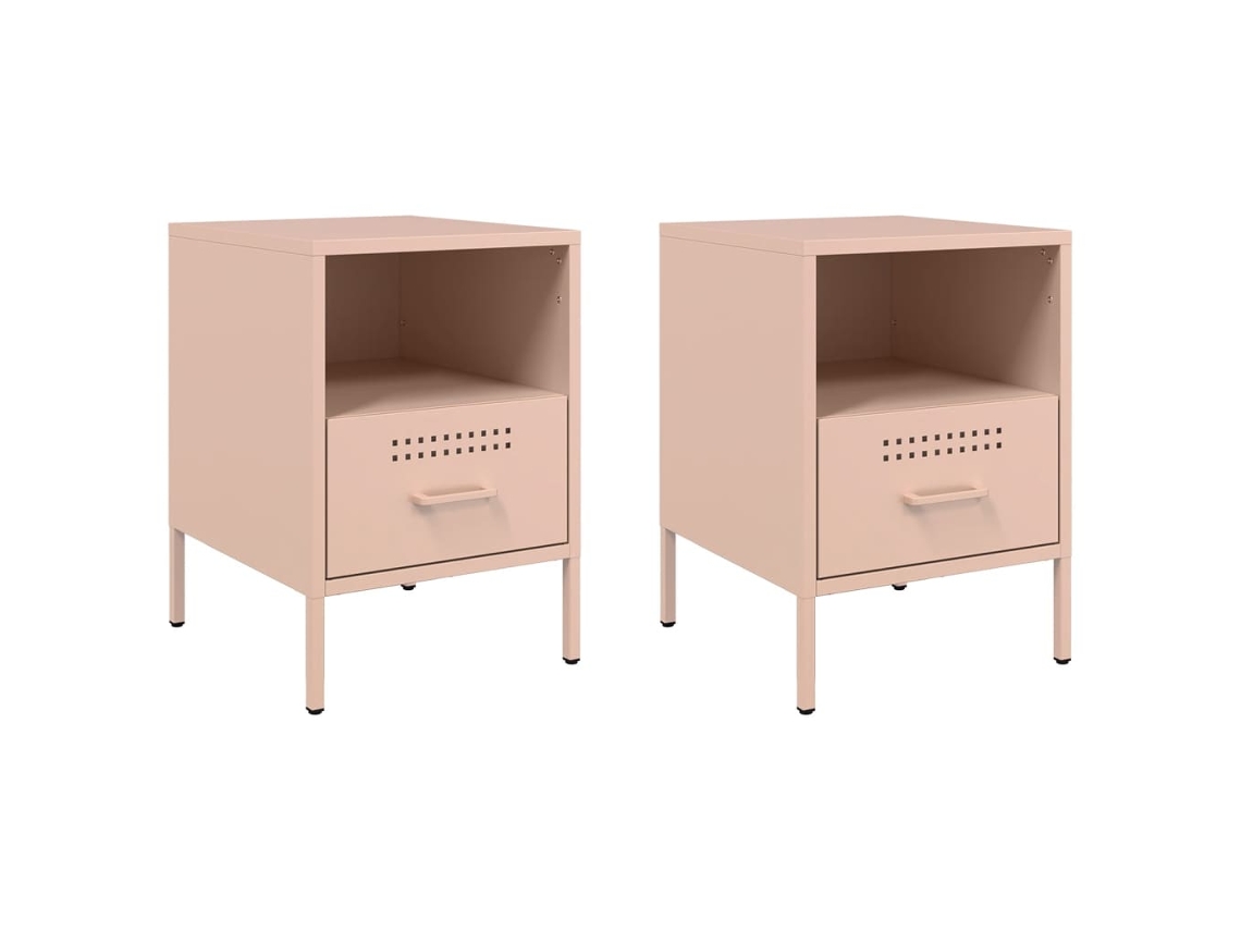 Mesas de Cabeceira 2 Pcs 36x39x50,5 Cm Aço Rosa MAISON EXCLUSIVE