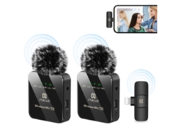 Microfone de lapela sem fio para iPhone/iPad, com interface de 8 pinos, 1 transmissor e 1 receptor, preto | XIAOMOYU