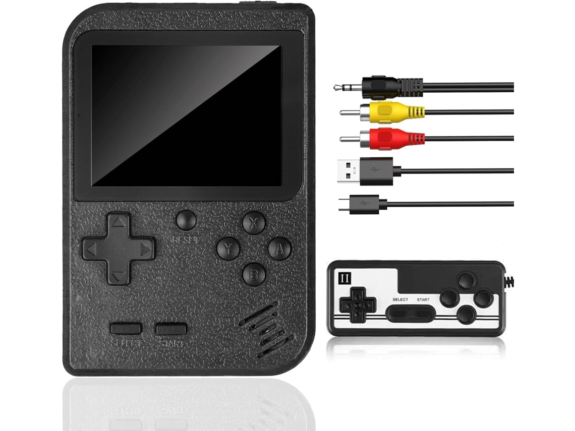 Console Portátil Retrô com 400 Títulos Clássicos, Tela de 3 Polegadas, Preto AQUAFORGE