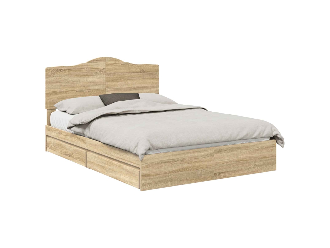 Cama com Armazenamento com Gaveta Carvalho Sonoma MAISON EXCLUSIVE 150x200 cm