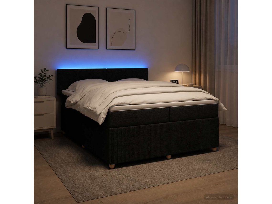 Vidaxl Cama Box Spring Com Colchão Preto 200 X 200 Cm Tecido