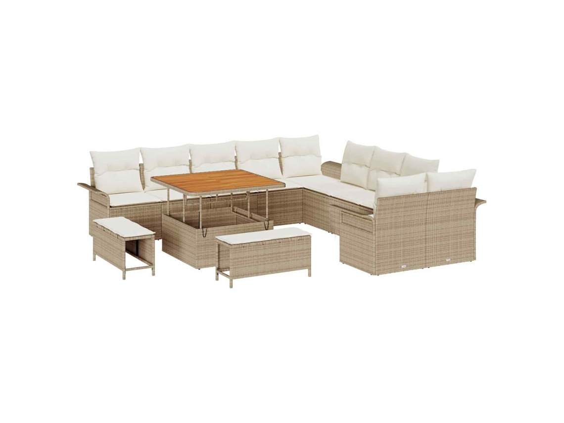 Maison Exclusive - Conjunto De Sofá De Jardim Com Almofada 13 Pcs Bege E Creme