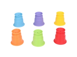 WalshLXq Conjunto de 6 Copos Empilháveis para Bebê em Cores Variadas - Brinquedo Educativo com Furos de Drenagem para Banho