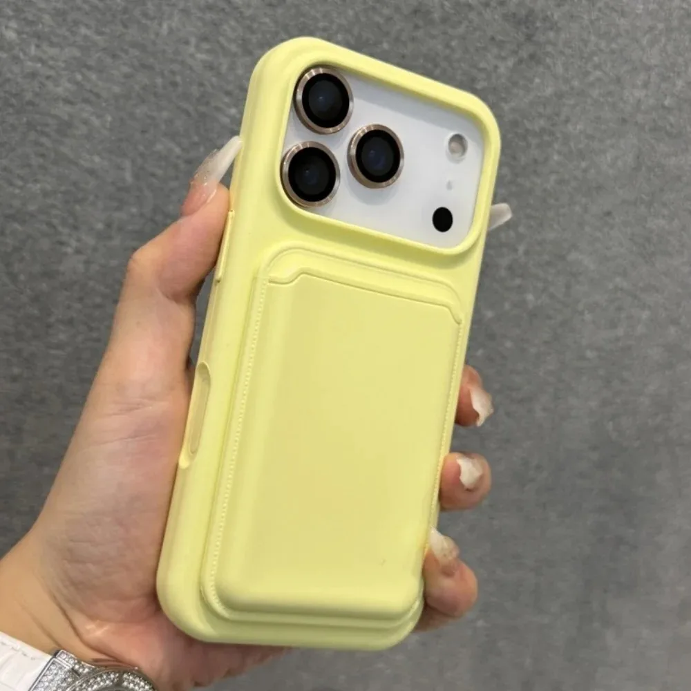Capa De Celular Em Silicone Líquido Magnético (iphone 17 Pro Max Amarelo) Com Carteira Magsafe Para Cartões.