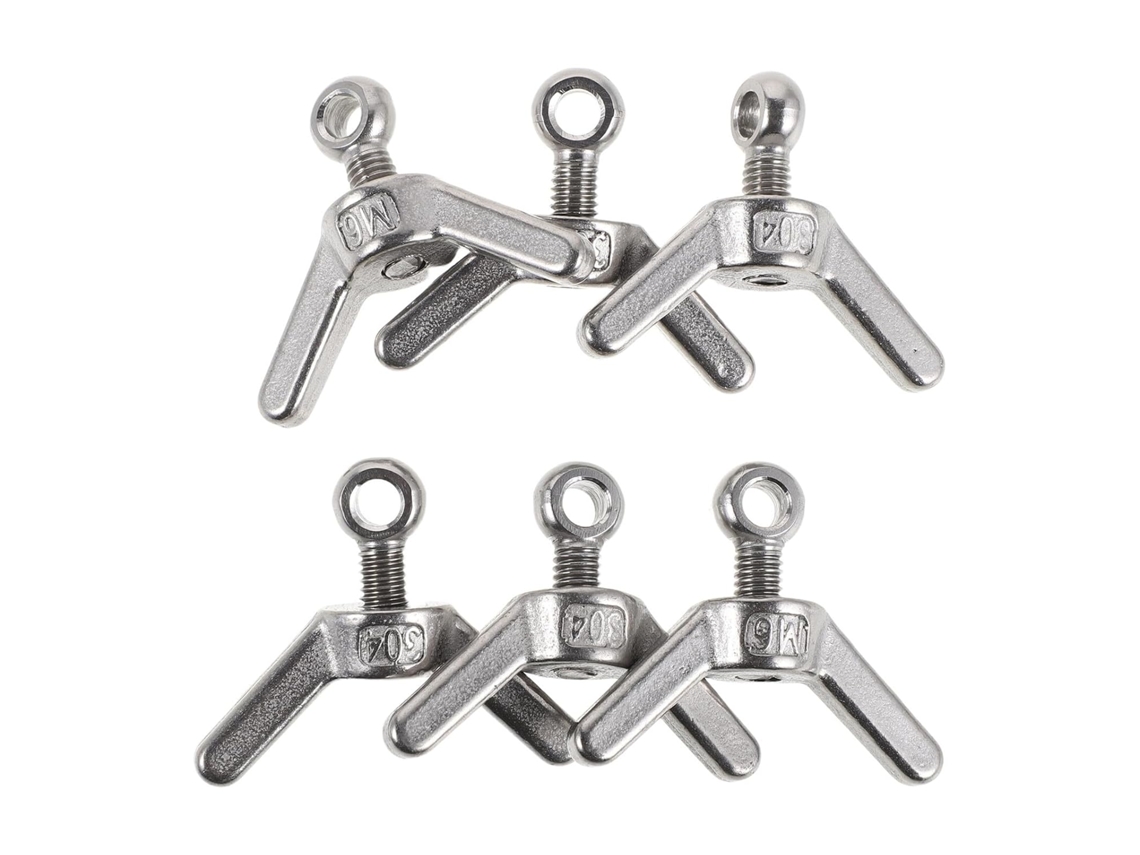Conjunto De 6 Parafusos Asa M6 Em Aço Inoxidável, Resistentes À Corrosão E Ao Desgaste, Para Máquinas E Móveis, Com