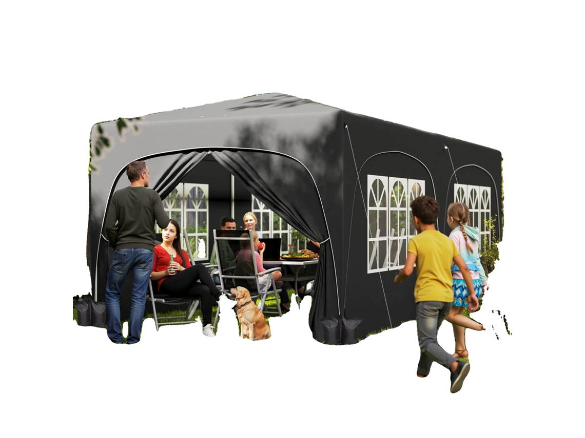 Tenda Gazebo, Dimensões 6,0 M X 3,0 M, Tecido Upf50, Altura Ajustável, 6 Paredes Laterais, 4 Janelas