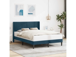 Vidaxl Estrutura da Cama com Cabeceira Azul 120 X 200 Cm Veludo
