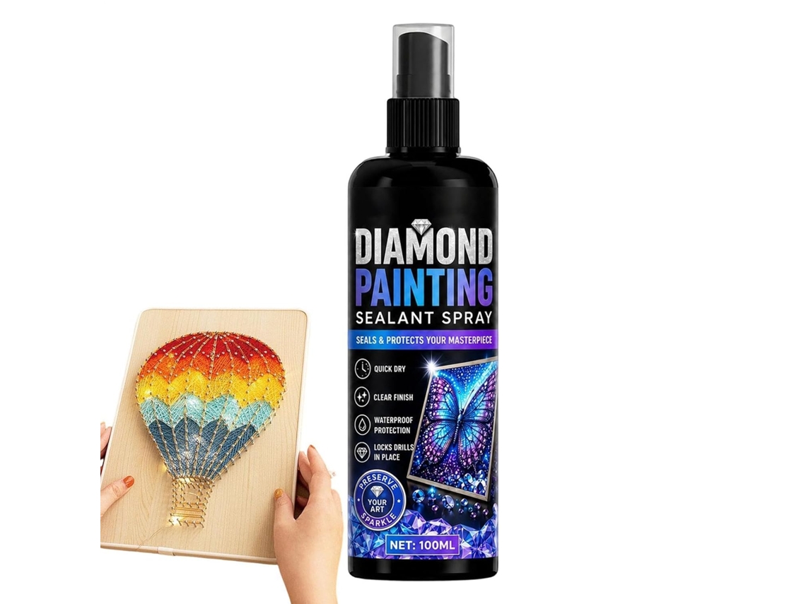 Spray Selante para Pintura de Gemas 100ml Transparente Secagem Rápida