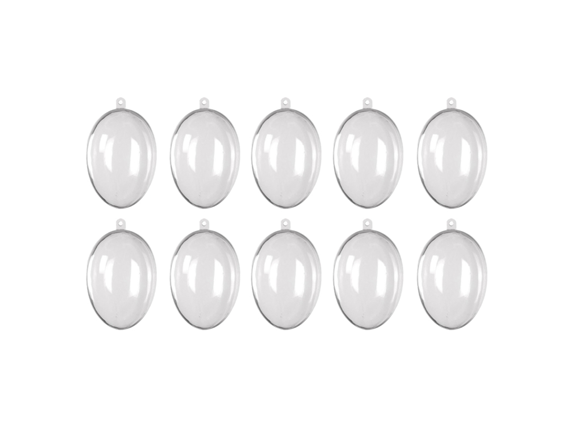 10 Bolas Ovale Transparentes de Plástico para Decoração de Feriados e Festas Abertas/fechadas | S/MARCA