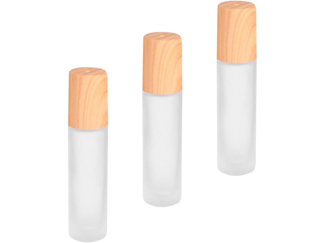 Conjunto de 3 Frascos Roll-on de Vidro Fosco, 10ml, Recarregáveis