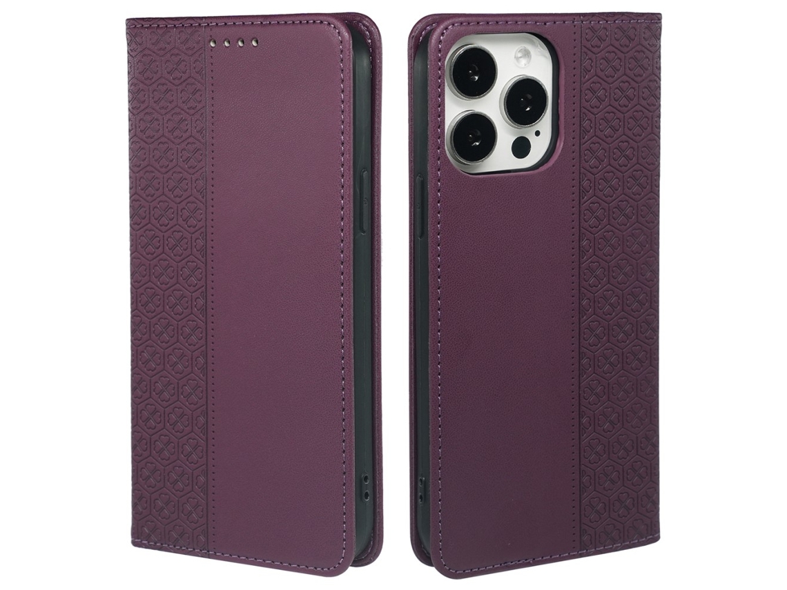 Capa Para Iphone 15 Pro Pele Sintética Roxo