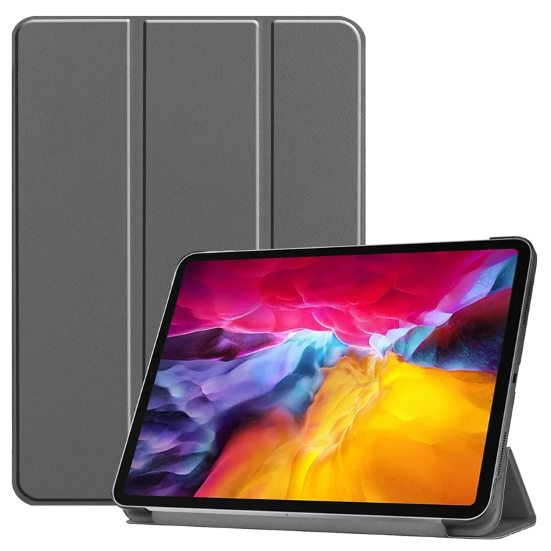 Capa Zruxe Para Ipad Pro 11 Polegadas (2021) Tri-fold Auto Sleep/wake Pele Cinzento (suporte Ajustavel, Protecao Integral)