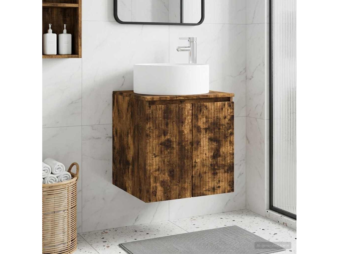 Vidaxl Vanidade De Pia De Parede Carvalho Fumado 49,5 X 44,5 X 65,5 Cm
