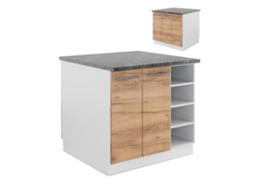 Ilha de cozinha VICCO Fame-Line, carvalho dourado/branco, 90 cm sem bancada