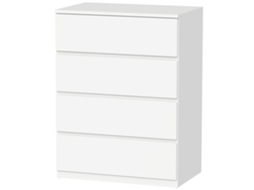 Cômoda 60x40x80cm 4 Gavetas Design Minimalista Sem Alças, Branca