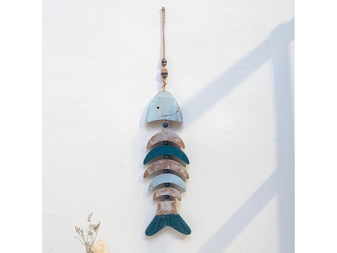 Decoração de Pescado Nova Line com Osso de Peixe em Rede Rústica | S/MARCA