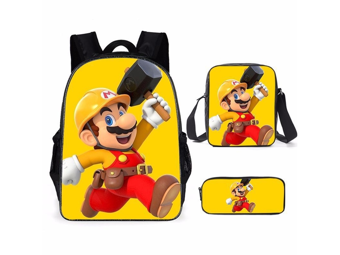 Conjunto De Três Peças De Mochila De Estudante  Mario14*