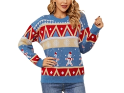 Casaco Feminino Laxiscreed Natal Estampado, Casual Com Mangas Largas, Ideal Para Outono Xl