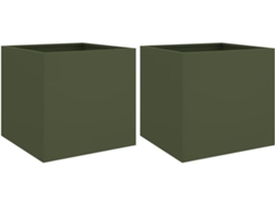 Planter, Planters Vidaxl Verde Aço (49 X 47 X 46 Cm)