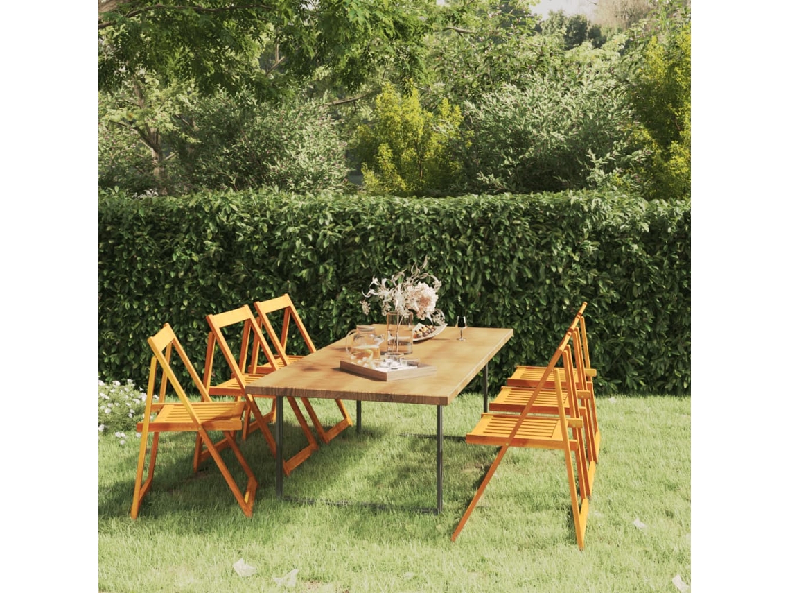 Vidaxl Cadeiras De Jardim Dobráveis 6 Pcs Madeira De Acácia Maciça