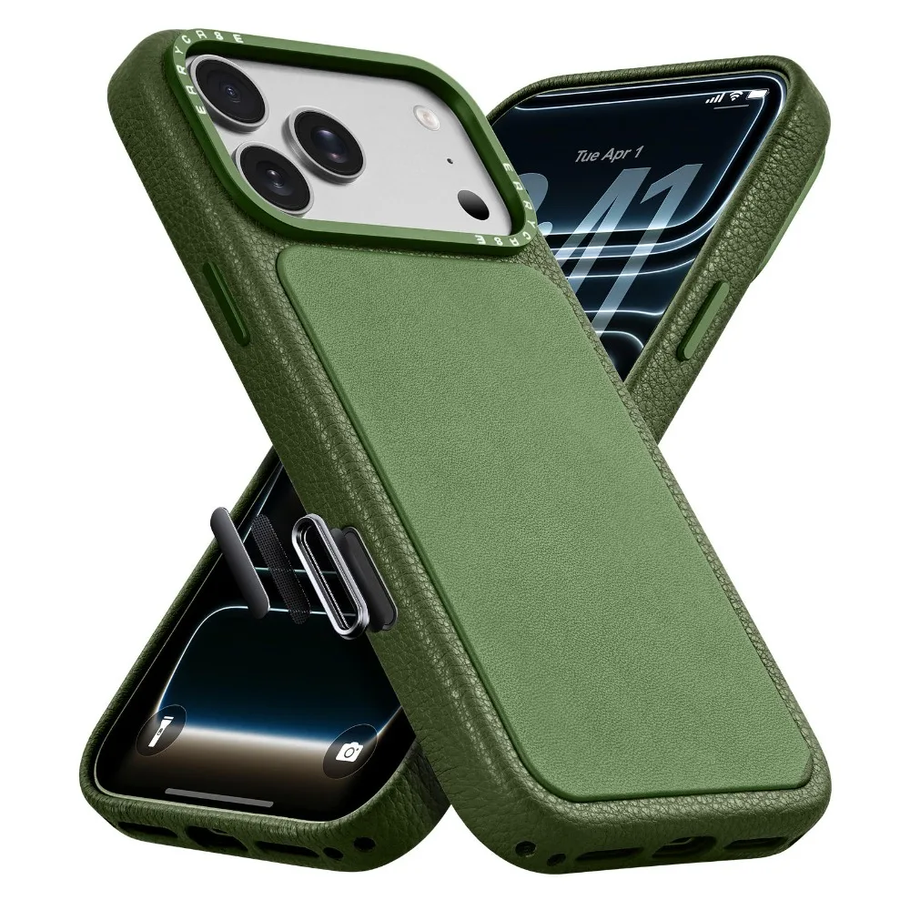 (verde, Iphone 17 Pro Max) Capa Magnética Premium De Couro Genuíno Estilo Executivo – Compatível Com Magsafe E Resistente A Impactos