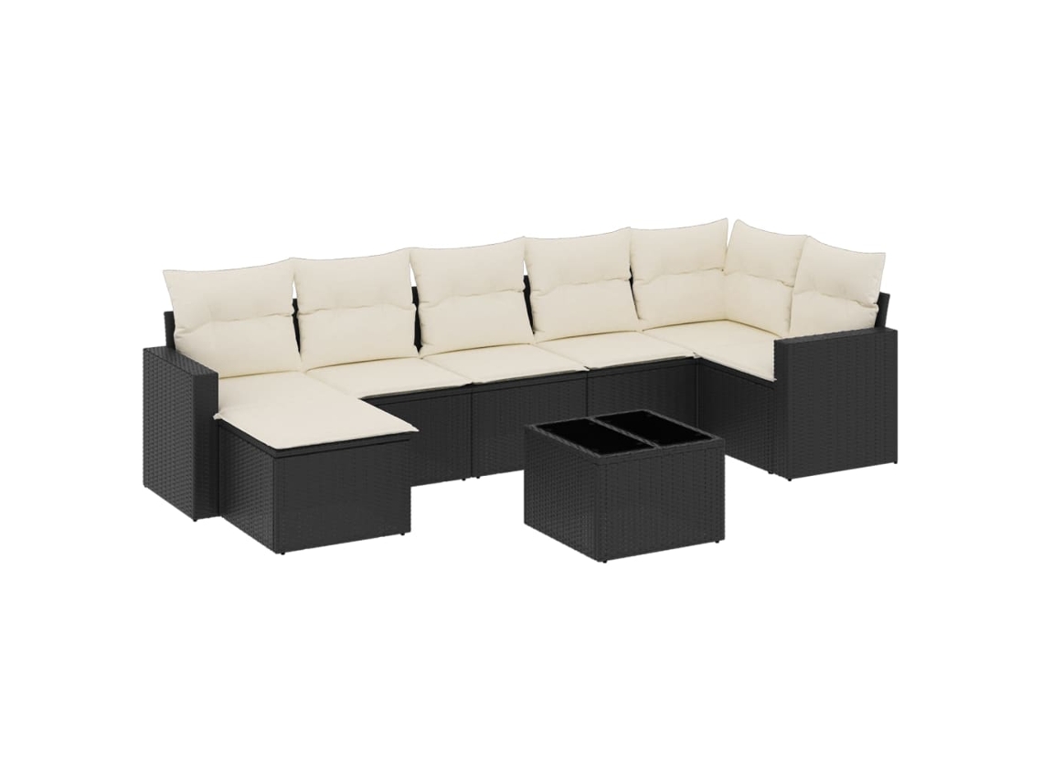 Maison Exclusive - 8 Pcs Conjunto Sofás De Jardim Com Almofadões Vime Pe Preto