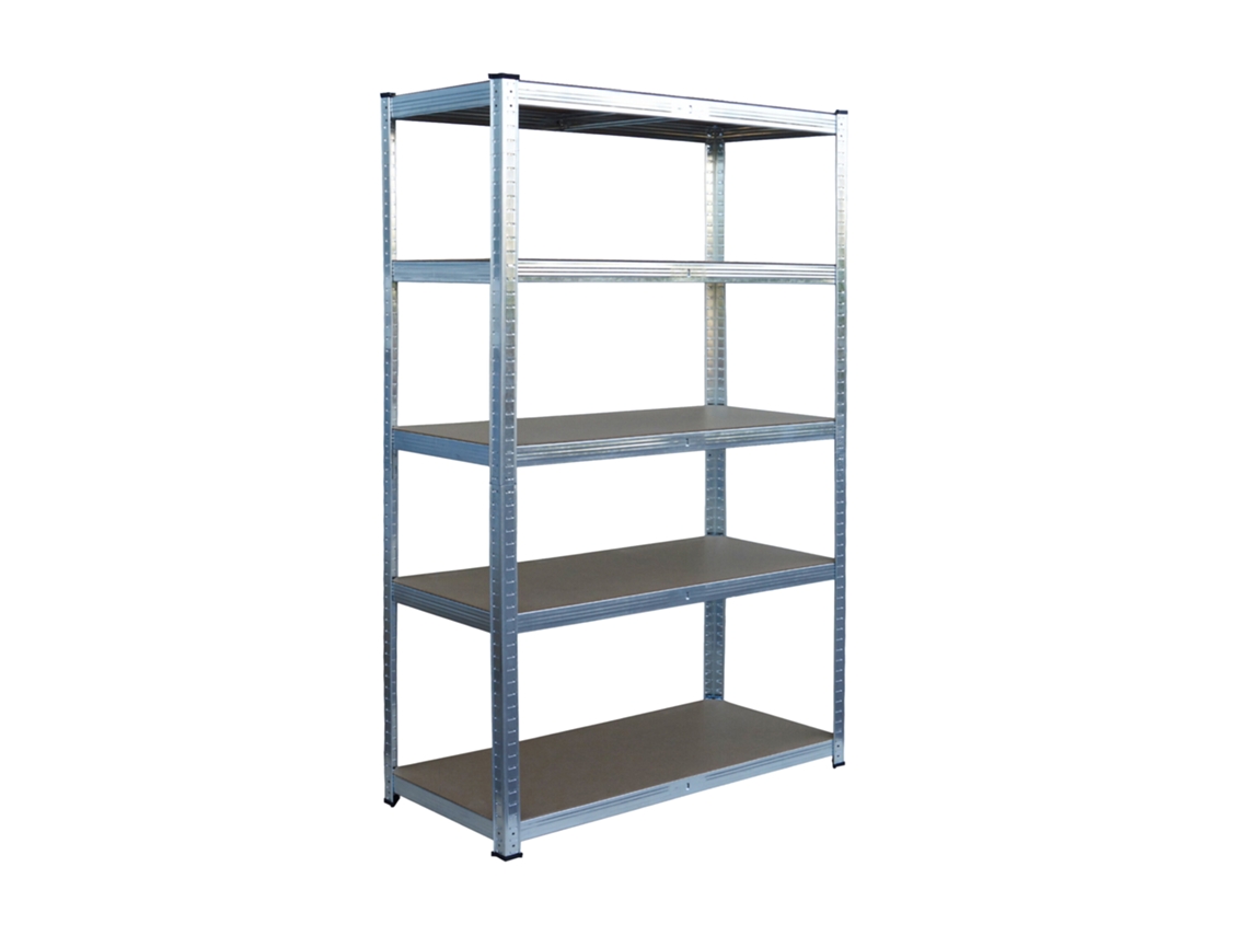 Estante Relaxdays Para Cargas Pesadas, 5 Níveis, Vários Tamanhos, Capacidade 875 Kg, Aço, Para Cave E Garagem, Prateada