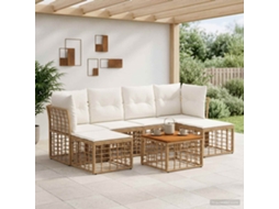 Vidaxl Conjunto De Sofás Para Exterior 7 Pcs Natural E Branco Creme