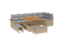 Maison Exclusive - Conjunto De Sofá De Jardim 9 Pcs Bege E Cinza Claro