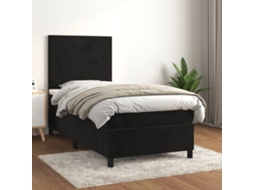 Cama Com Molas/colchão 90x190 Cm Veludo Preto