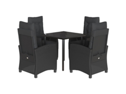 Conjunto de 5 Jantar para Jardim com Almofadões Vime Pe Preto MAISON EXCLUSIVE