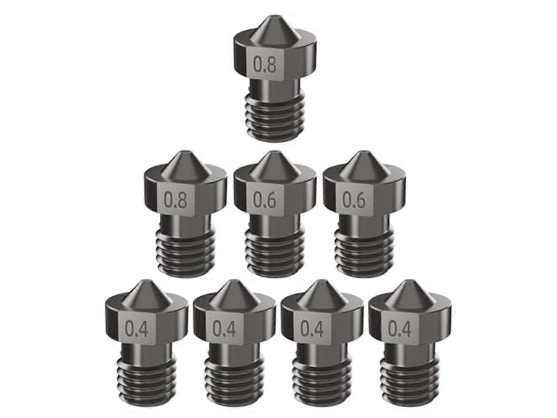 Conjunto De 8 Bicos V6 De Aço Temperado, Bicos Extrusores Hotend V6 Para Impressora 3d De 0,4 Mm, 0,6 Mm E 0,8 Mm Para I3 Aquaforge