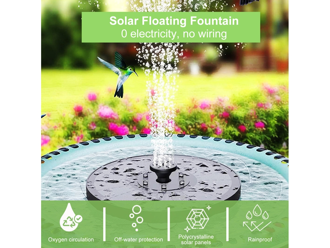 Fonte Solar Flutuante Painel Policristalino Piscinas Pátio Bomba Luz S/MARCA