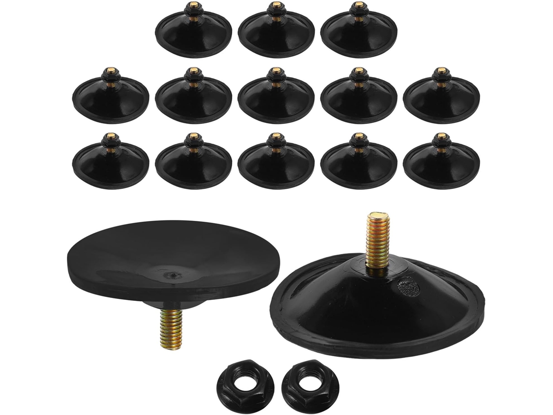 Conjunto De 15 Ganchos Ventosa Rosqueados Em Pvc Preto Com Fuso M6 Montagem Versátil Espelhos E Utensílios