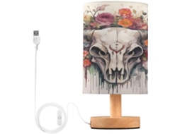 Luminária De Mesa Mnsruu Para Quarto, Sala De Estar, Com Design De Touro, Caveira, Flores E Para Cabeceira, Com Portas
