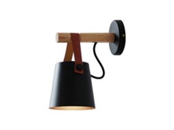 Luminária de parede Madeira LED com design nórdico moderno para quarto e sala de estar E27 BRILVIBERA